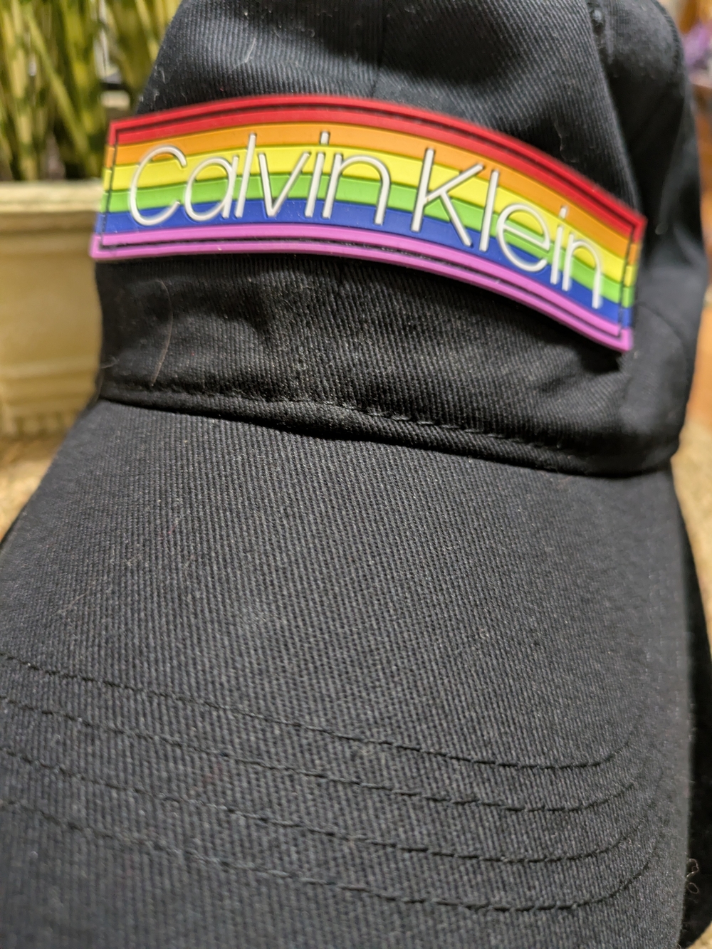Calvin Klein  Black Cap with Rainbow Logo